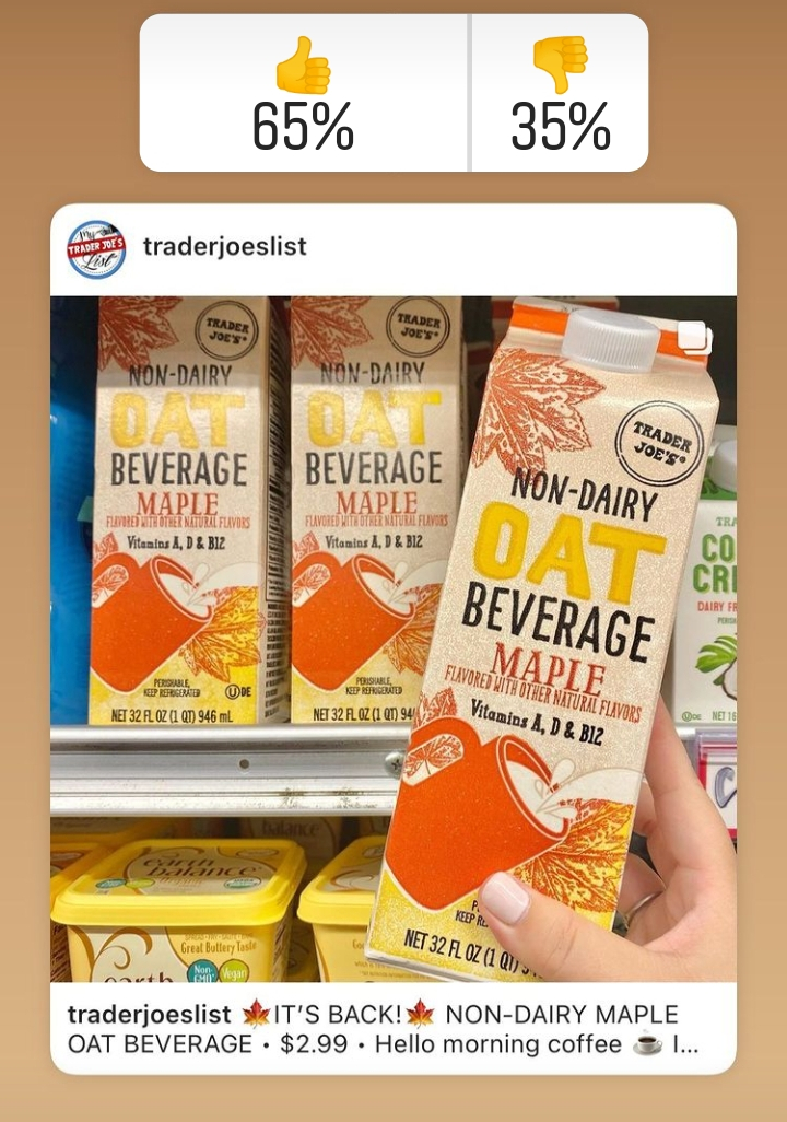Trader Joe S Non Dairy Maple Oat Beverage Rated Trader Joe S List