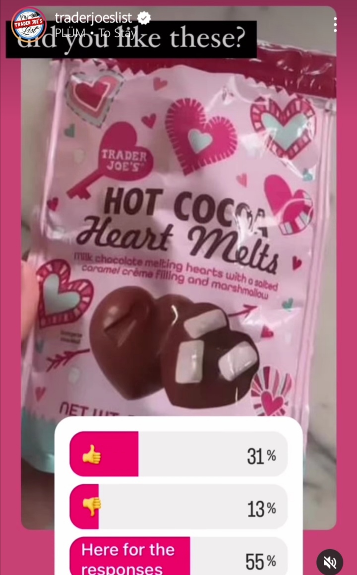 Trader Joe's Hot Cocoa Heart Melts Rated: 31%👍 - Trader Joe's List