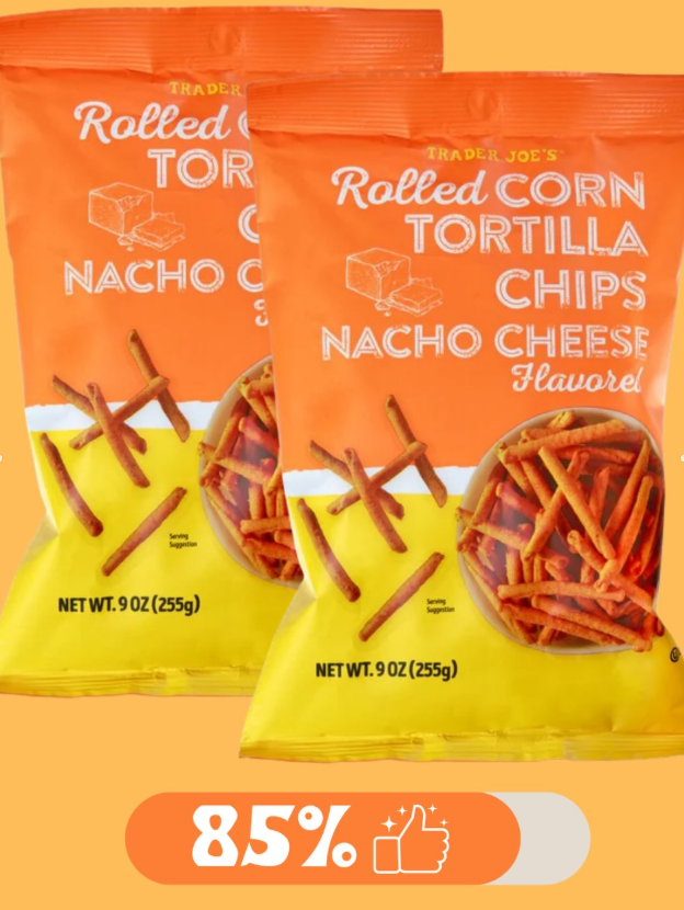 Rolled Corn Tortilla Chips Nacho Cheese Flavored